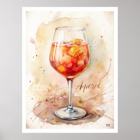 Poster Aperol Spritz peinture aquarelle (Devant)