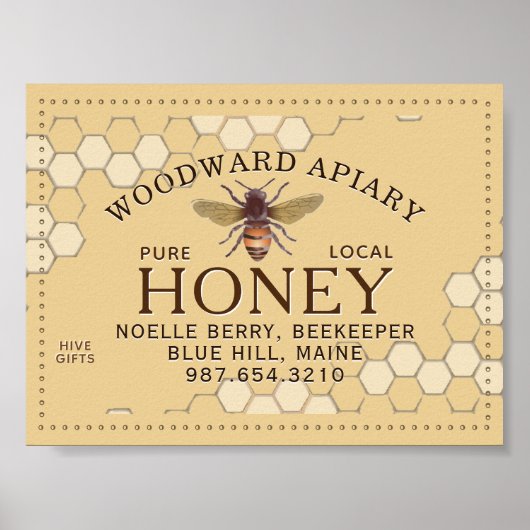 Poster Apiary Honeypeb Honeybee Dotée Bordure jaune (Devant)