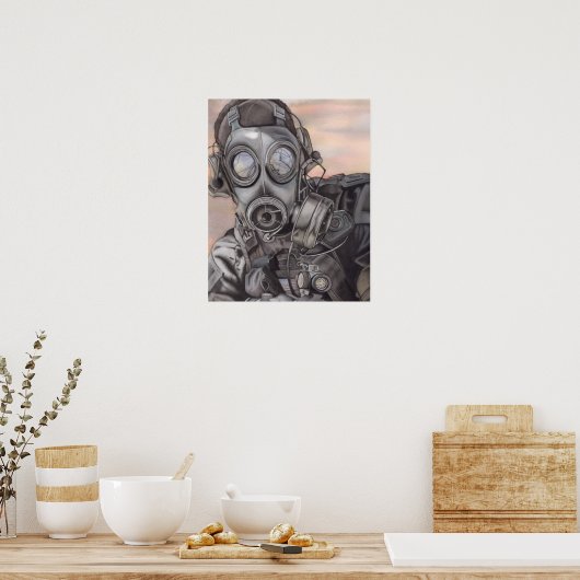 Poster Apocalypse Prepper dans la pièce d'art Masque à ga (Cuisine)