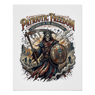 Poster Apocalyptique Patriotique Liberté Faucheuse Zombie