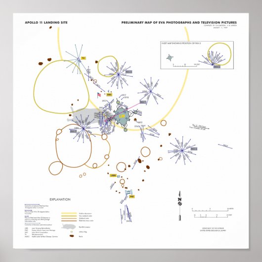 Poster Apollo 11 photo carte moonwalk (Devant)