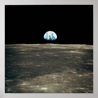 Poster Apollo 11 Photo de la Terre se levant au-dessus de