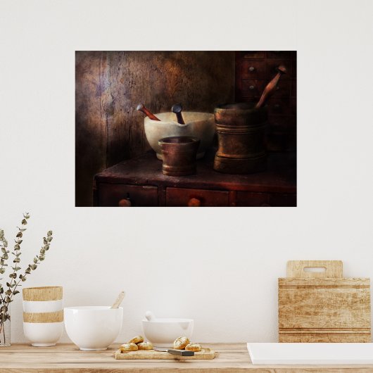 Poster Apothécaire - Choisir un pilon (Cuisine)