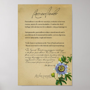 Poster Apothécaire de plantes : Passionflower   Poste bot