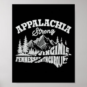 Poster Appalachia Strong Montagne Extérieur Randonnée Nc