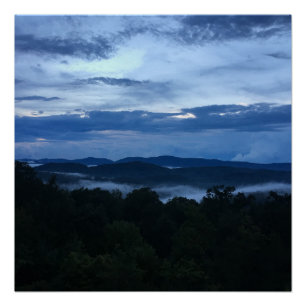 Poster Appalachian Mountain View Couleurs Bleues foncées
