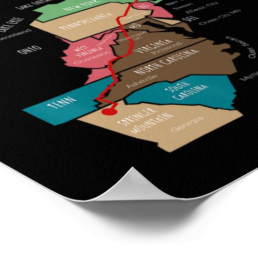 Poster Appalachian Trail Hiking Map  (Coin)