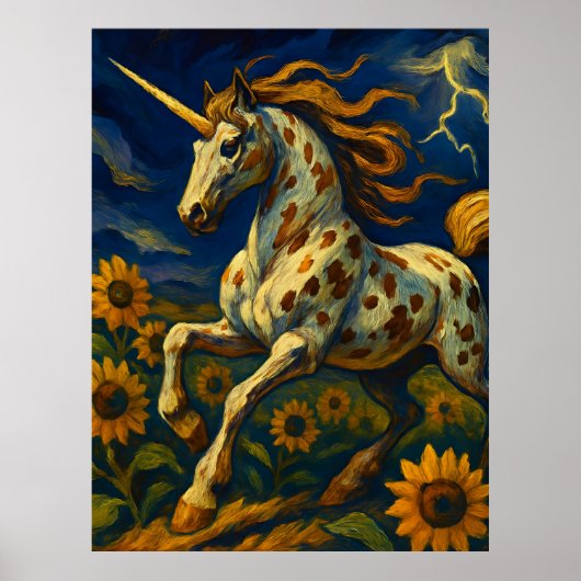 Poster Appaloosa Unicorne dans une tempête (Devant)