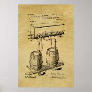 Poster Appareil de pression d'air pour bière brevet vinta