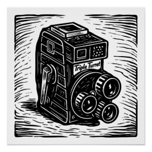 Poster appareil photo cinématographique vintage