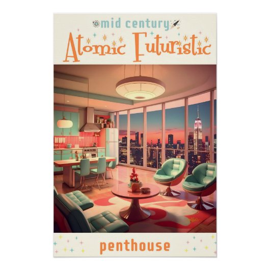 Poster Appartement penthouse futuriste atomique (Devant)