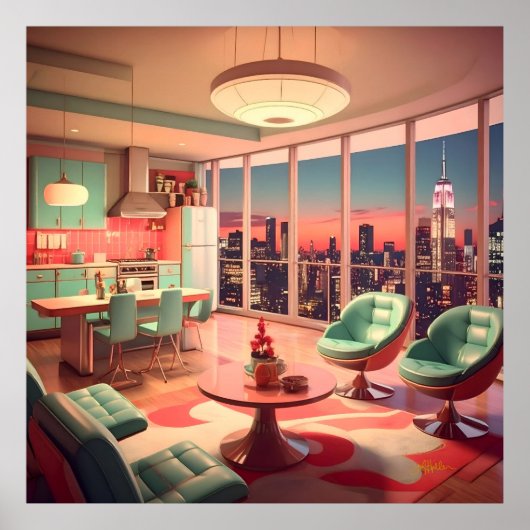 Poster Appartement Penthouse Futuriste Atomique (Devant)