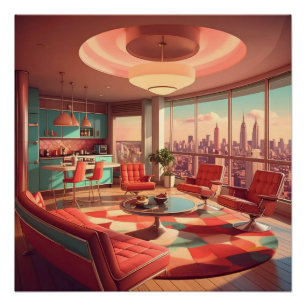 Poster Appartement urbain futuriste atomique
