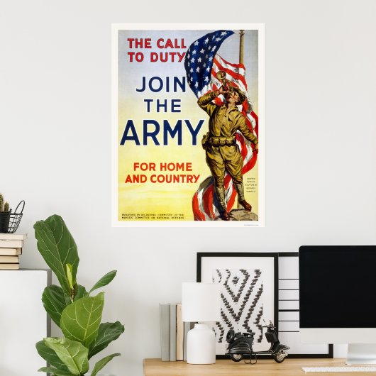 Poster Appel au service - Rejoignez l'Armée de terre pour (Bureau à domicile)