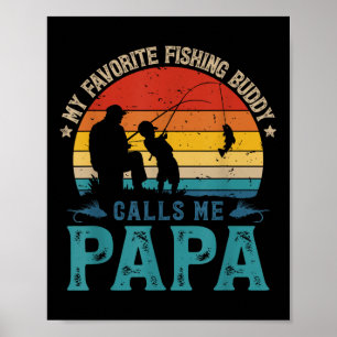 Poster Appel de pêcheur préféré vintage m'appelle Papa Fi