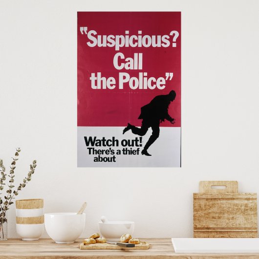 Poster Appel suspect à la police (Cuisine)
