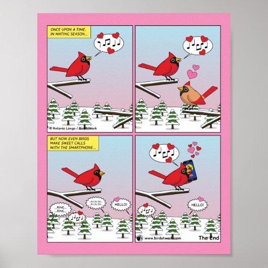 Poster Appels de accouplement d'oiseaux modernes comique (Devant)
