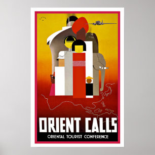 Poster Appels Vintage voyage vers l'Asie.