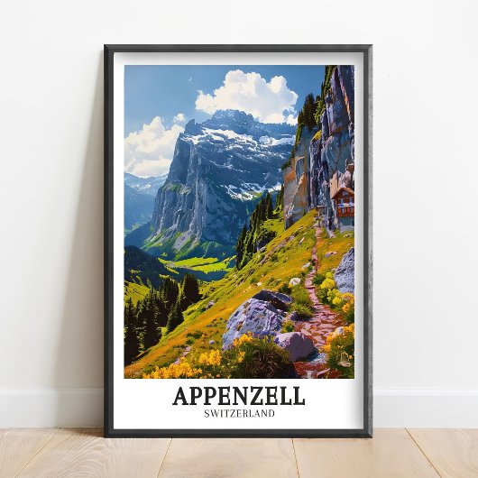 Poster Appenzell art - Appenzell Print Ebenalp Mountain