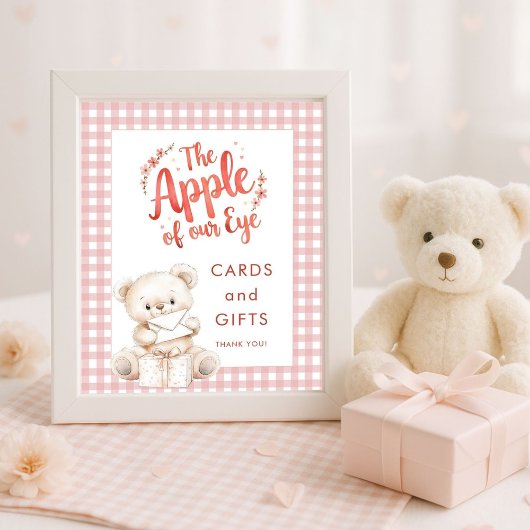 Poster Apple of Eye En vichy Baby showers Cartes et Cadea