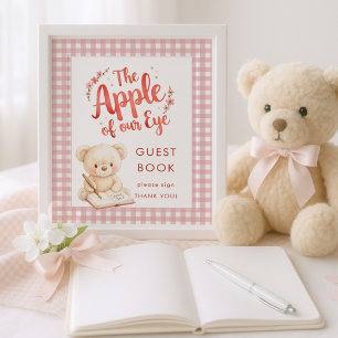 Poster Apple of Eye En vichy signe Baby shower du livre d
