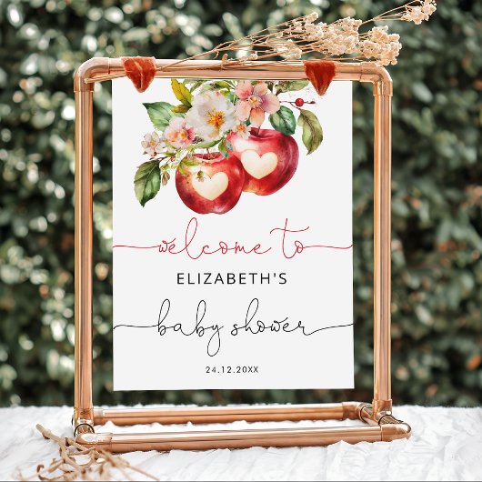 Poster Apple of Our Eye Modern Baby shower Bienvenue