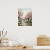 Poster Apple Orchard en fleurs aquarelle (Cuisine)