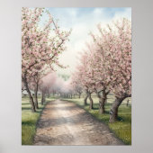 Poster Apple Orchard en fleurs aquarelle (Devant)