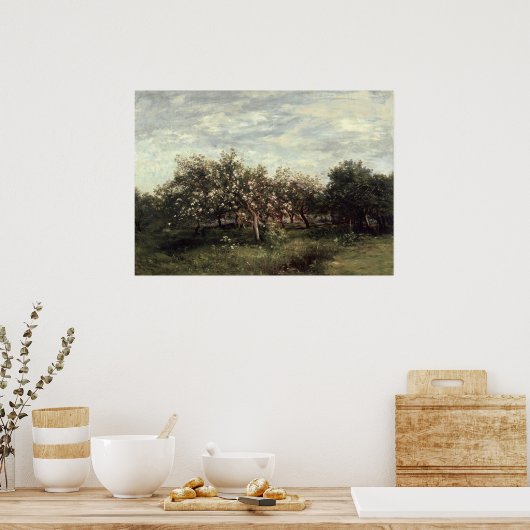 Poster Apple Orchard Paysage Art Imprimer Vert foncé (Cuisine)
