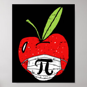Poster Apple Pi-day Cute Visage Masque Enseignant Quaran 
