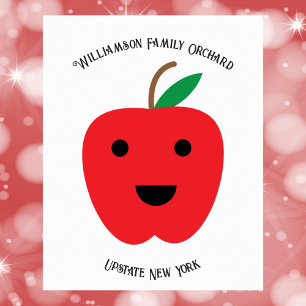 Poster Apple Red Kawaii Orchard Personnaliser