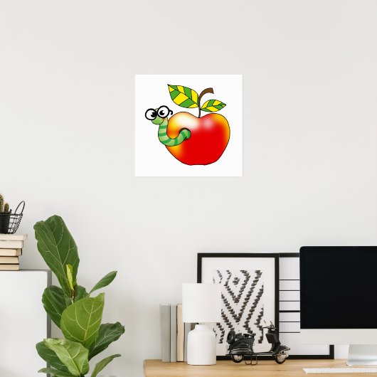 Poster Apple & Worm, retour à l'école (Bureau à domicile)