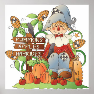 Poster Apples citrouille Hayrides
