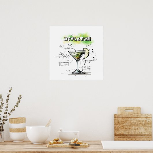 Poster AppleTini Drink Recette Conception (Cuisine)