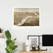 Poster Appleton, WI Panoramic Map - 1867 (Bureau à domicile)