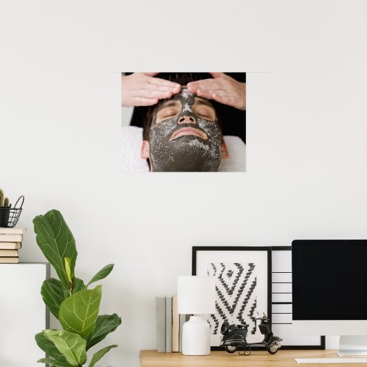 Poster Application d'un masque pour le visage avec sel (Bureau à domicile)