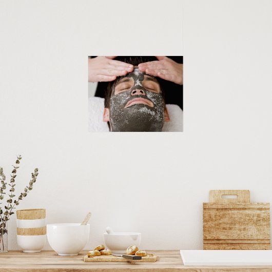 Poster Application d'un masque pour le visage avec sel (Cuisine)