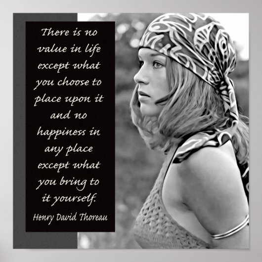 Poster Apportez votre Bonheur avec vous -Citation Thoreau (Devant)