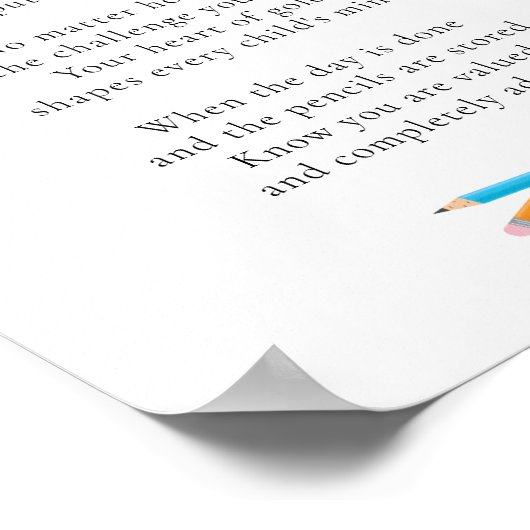 Poster Appréciation de l'enseignant crayons rouge bleu ja (Coin)