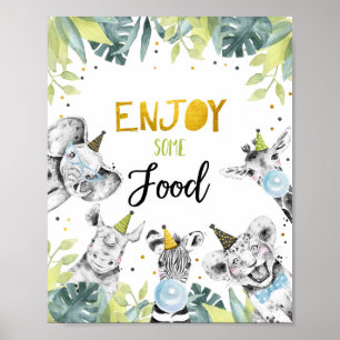 Poster Appréciez Quelques Aliments Safari Animaux de fête