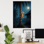 Poster Apprendre à grimper – Un moment mignon avec un cha (Bureau à domicile)