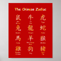 Apprendre à lire chinois Zodiac Animaux Rouge & Or