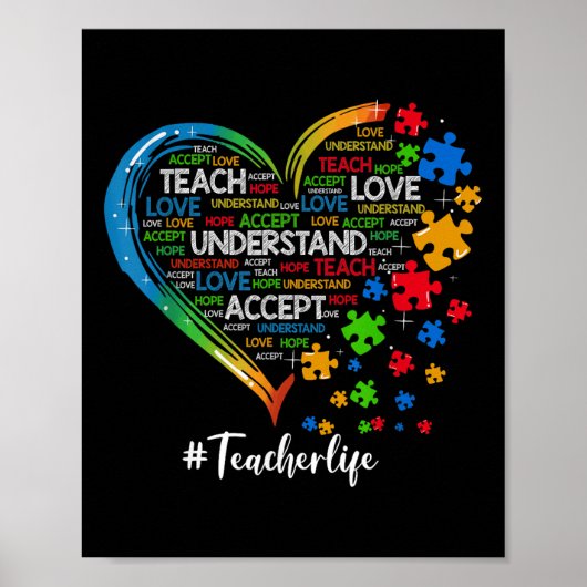 Poster Apprendre Accepter Comprendre Amour Enseignant Coe (Devant)