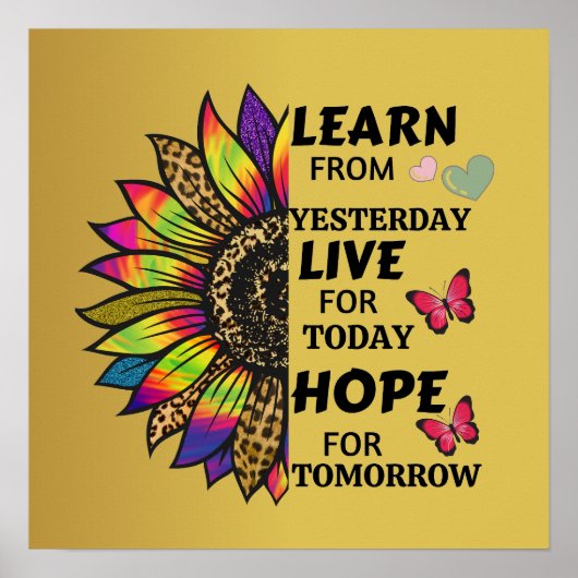 Poster Apprendre De Citations Hier Rainbow Sunflower Gold (Devant)