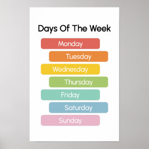 Poster Apprendre les jours de la semaine