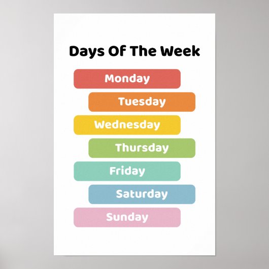 Poster Apprendre les jours de la semaine (Devant)