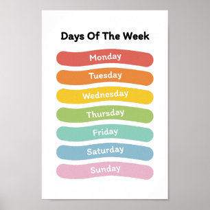Poster Apprendre les jours de la semaine