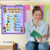Poster Apprendre les mois de l'année Coloré 