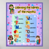 Poster Apprendre les mois de l'année Coloré  (Devant)