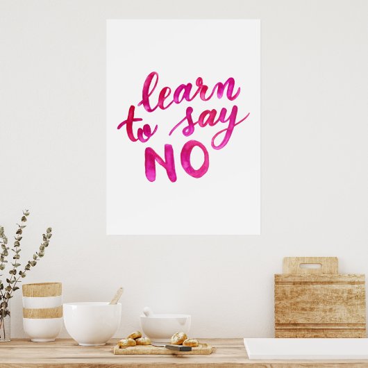 Poster Apprenez à dire non - rose (Cuisine)